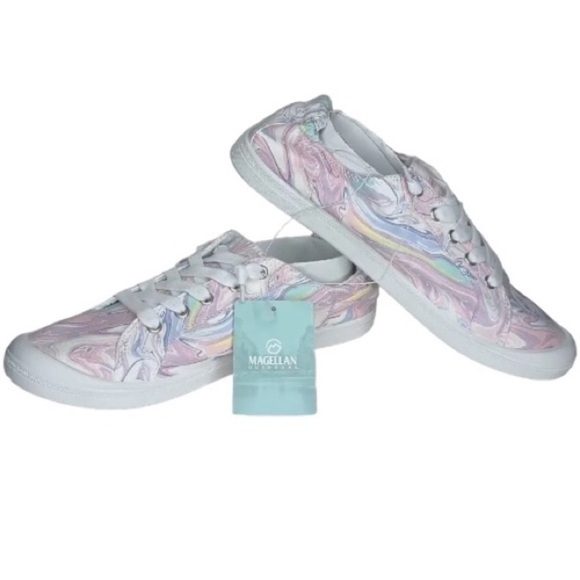 Pastel Swirl Sneakers White Canvas Summer Tie Slip On Pink Blue Gray Lavender - Picture 14 of 16